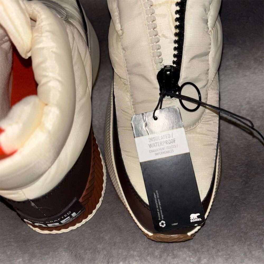 🚫SOLD🚫 Sorel Out N About III Puffy Zip Boots Cream Espresso Orange Waterproof 11 - Picture 11 of 12